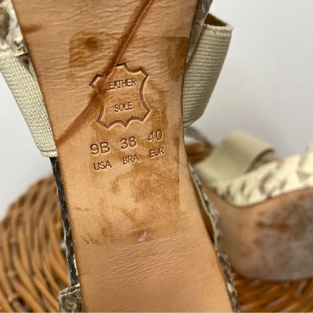 Alexandre Birman Snakeskin Platform Zip Heels Snake 9‎ B 40 Sexy Natural